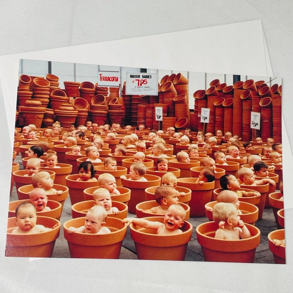 Anne Geddes 123 Pots Terracotta Baby Blank Greeting Card Vintage With Envelop